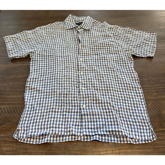 Brooks Brothers Other - Brooks Brothers 100% Irish Linen Mens Shirt Sz Sm Short Sleeve Button Down Plaid